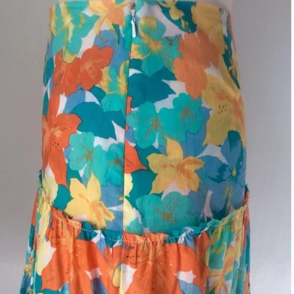 Nicole Miller | Beautiful Vibrant Floral | Tiered Cotton Skirt | 8 | EUC - Picture 4 of 5